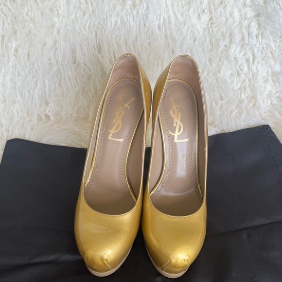 Vintage VSL Saint Laurent gold platform heels - Picture 6 of 12